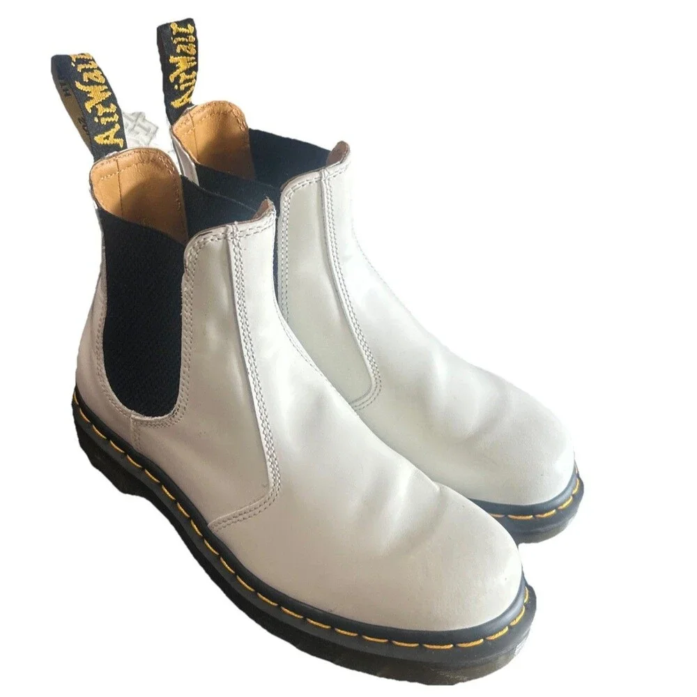 Dr  Martens 2976 YS Womens 8 Chelsea Boots  White Leather Ankle Bootie